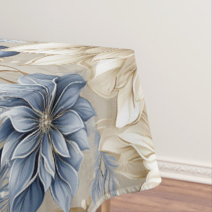 Elegant Blue Christmas Floral  Tablecloth