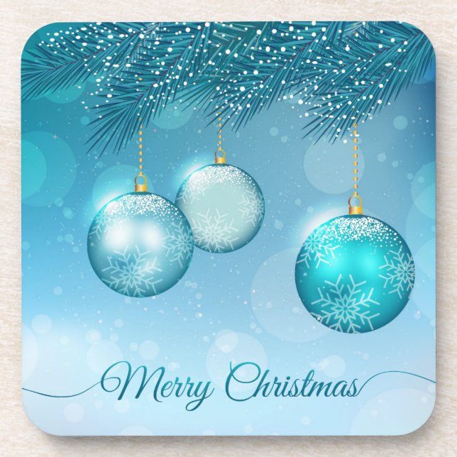 Elegant Blue Christmas Ornaments | Coaster (Front)