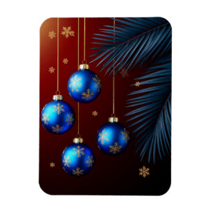 Elegant Blue Christmas Ornaments Magnet