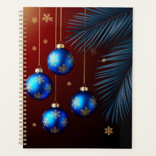 Elegant Blue Christmas Ornaments Planner