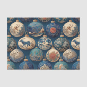 Elegant Blue Christmas Ornaments Tissue Paper