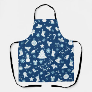 Elegant Blue  Christmas Pattern Apron