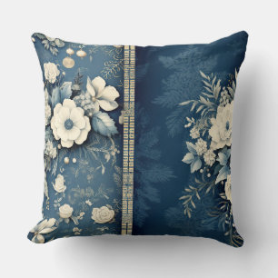 Elegant Blue Christmas Throw Pillow