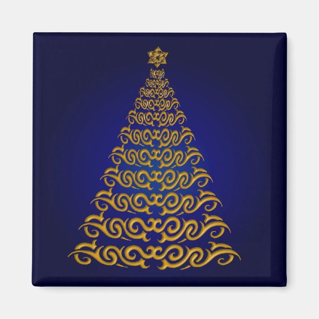 Elegant Blue Christmas Tree Magnet (Front)