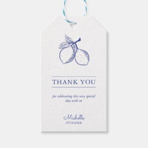 Elegant Blue Citrus Thank You Gift Tags Paper