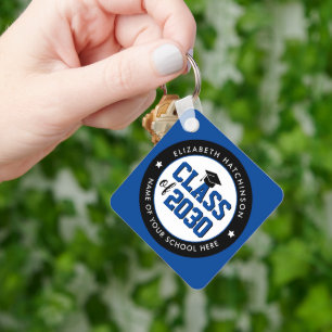 Elegant Blue Class of 2023 Graduate Graduation Key Ring