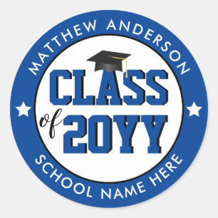 Elegant Blue Class of 2024 Graduation Party Classic Round Sticker