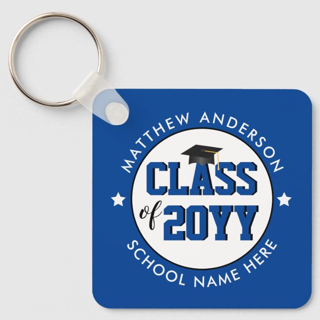 Elegant Blue Class of 2026 Graduate Graduation Key Ring (Front)