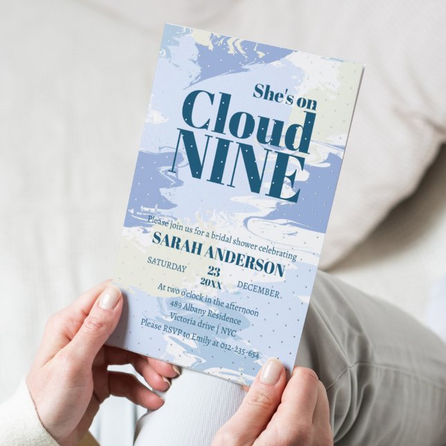 Elegant Blue Cloud Nine Bold Bridal Shower Silver (Creator Uploaded)
