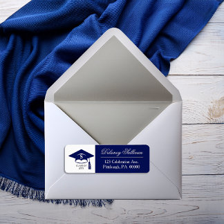 Elegant Blue College Graduation Return Address Return Address Label
