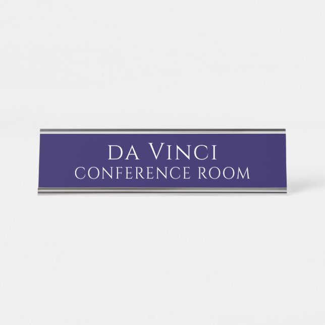 Elegant Blue Conference Room Name Plate (Front)