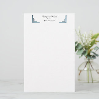 Elegant Blue Corner Border Professional Stationery