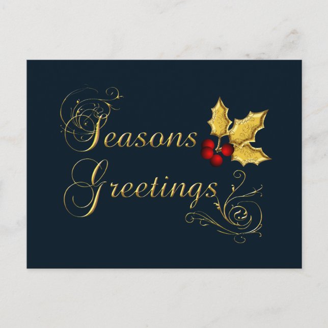 elegant blue Corporate holiday Greetings Postcard (Front)