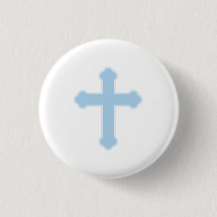 Elegant Blue Cross  3 Cm Round Badge