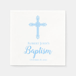 Elegant Blue Cross Baptism Personalised Napkin