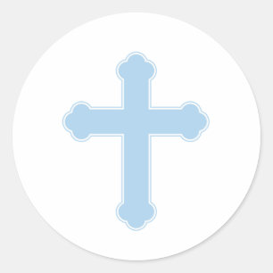 Elegant Blue Cross Ornament Classic Round Sticker