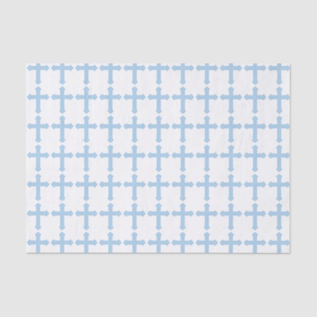 Elegant Blue Cross Tissue Paper (Front)