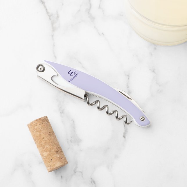 Elegant blue custom lettering initials corkscrew (Front)