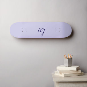 Elegant blue custom lettering initials skateboard