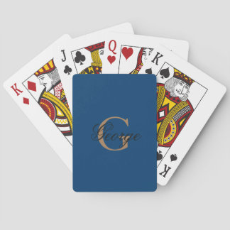 Elegant Blue Custom Monogram Bridge Poker Canasta Playing Cards
