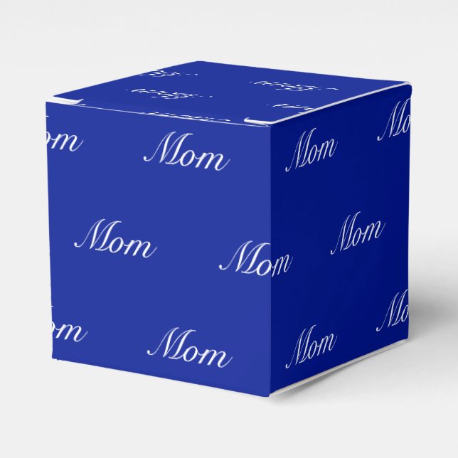 Elegant blue custom script name text monogram favour box (Front Side)