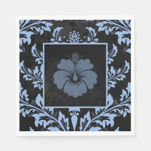 Elegant blue damask Christmas custom Paper  Napkin
