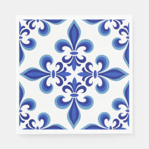 Elegant Blue Damask Luncheon Napkins