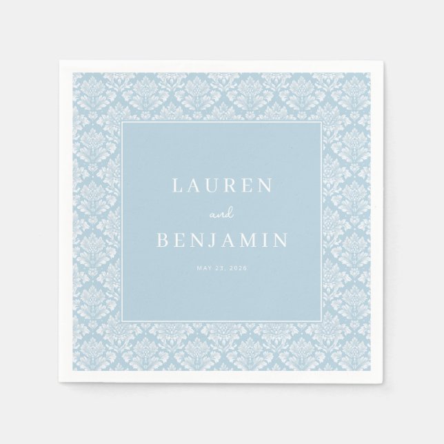 Elegant Blue Damask Napkin (Front)