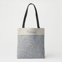 Elegant Blue Damask Pattern with Custom Text