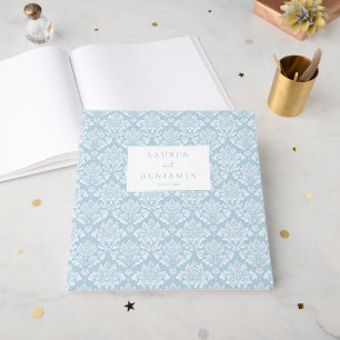 Elegant Blue Damask Serif Guest Book