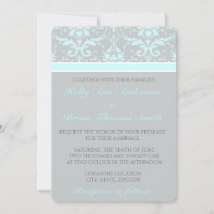 Elegant Blue Damask Wedding Invitations