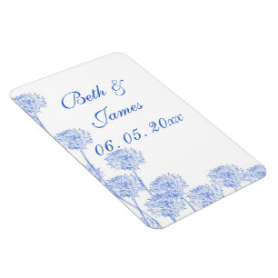 Elegant Blue Dandelion Romantic Wedding Magnet