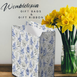 Elegant Blue Delphinium Floral Medium Gift Bag