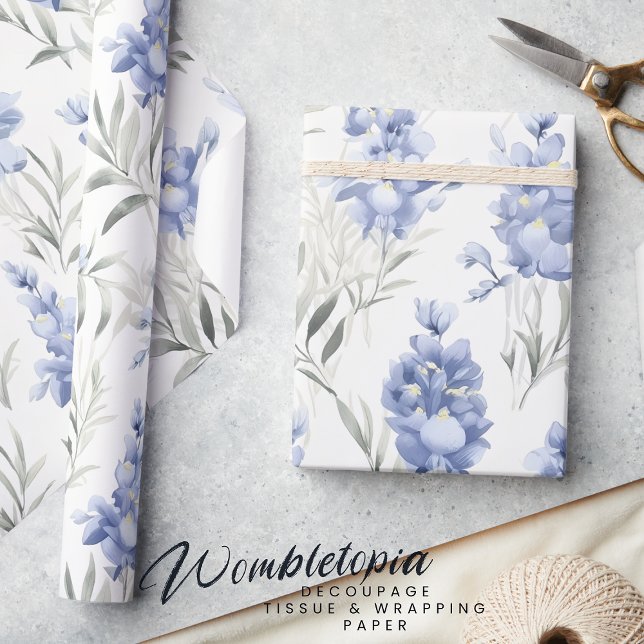Elegant Blue Delphinium Floral  Wrapping Paper (Creator Uploaded)