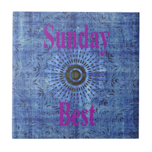 Elegant Blue denim motif vector print pattern art  Ceramic Tile