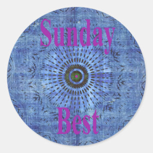 Elegant Blue denim motif vector print pattern art  Classic Round Sticker