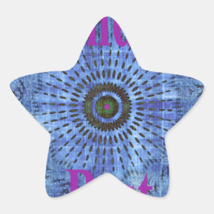 Elegant Blue denim motif vector print pattern art  Star Sticker