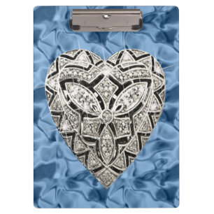 Elegant Blue Designer Heart Clipboard