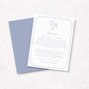 Elegant Blue Double Frame Wedding Thank You Card