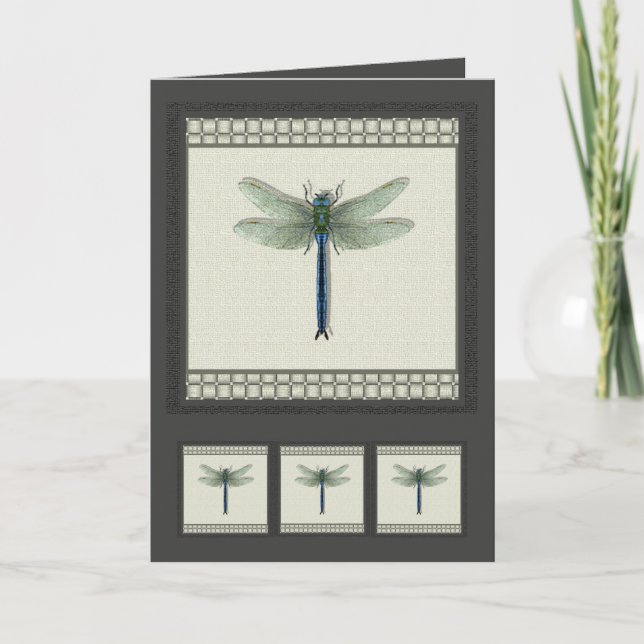 Elegant Blue Dragonfly Card (Front)