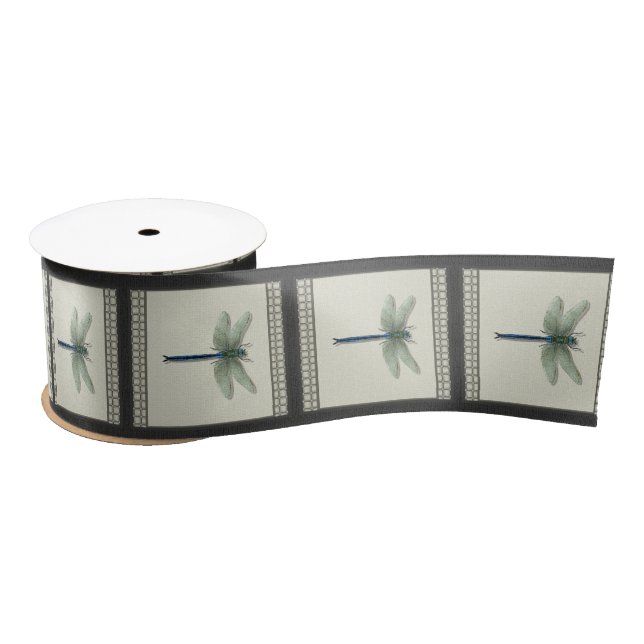 Elegant Blue Dragonfly Satin Ribbon (Spool)