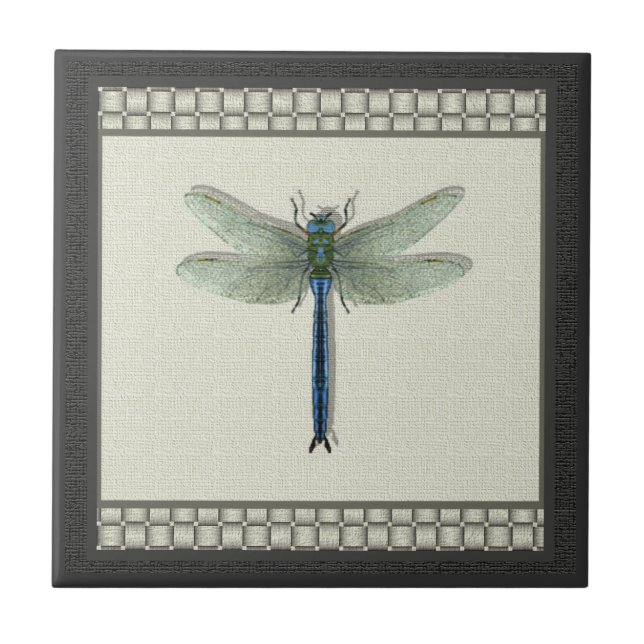 Elegant Blue Dragonfly Tile (Front)