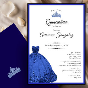 Elegant blue dress 15th birthday Quinceanera Invitation