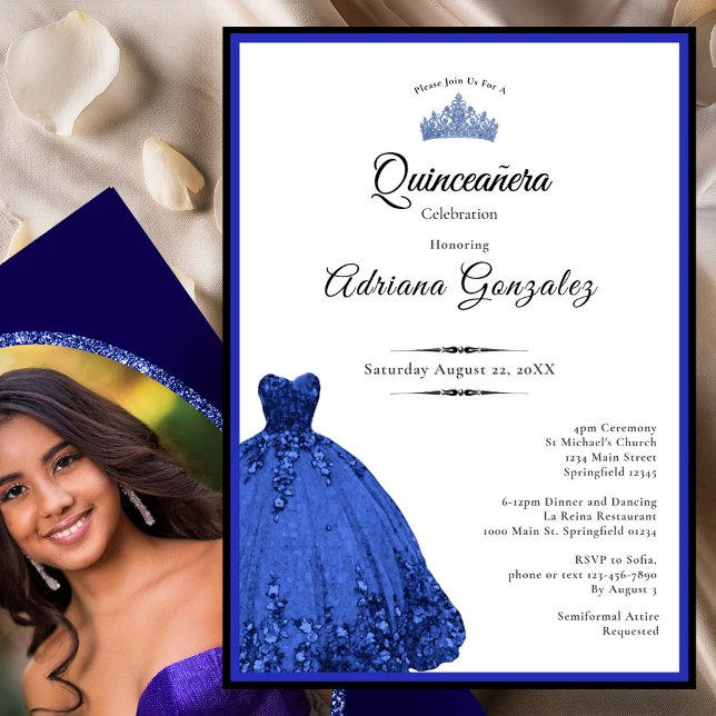 Elegant blue dress 15th birthday Quinceanera Invitation (Creator Uploaded)