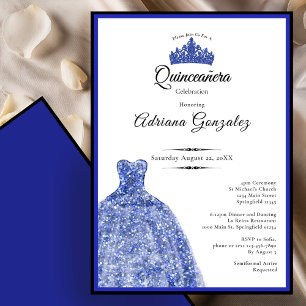 Elegant blue dress 15th birthday Quinceanera Invitation