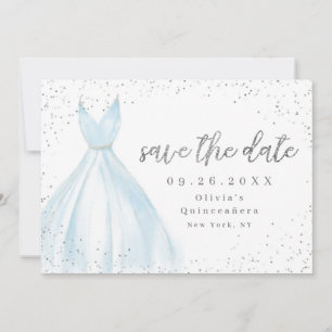 Elegant blue dress save the date quinceanera