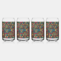 Elegant Blue "Eclipsed Suns and Pyramids" Glass Tu