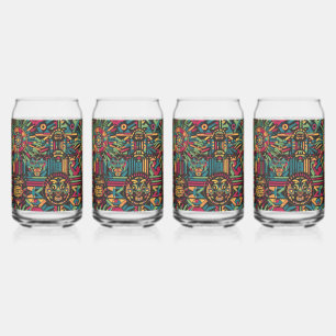 Elegant Blue "Eclipsed Suns and Pyramids" Glass Tu