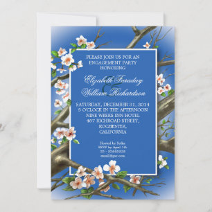 elegant blue engagement party invitation