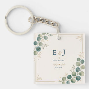 Elegant Blue Eucalyptus Key Ring